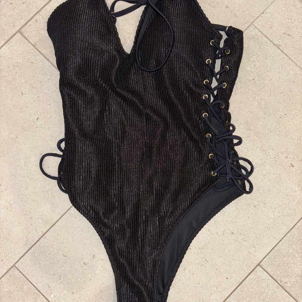 Stylish Black One Piece Swimsuit new condition